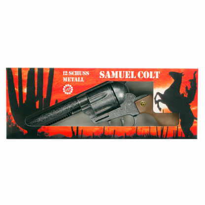 Samuel Colt antik: Spielzeugpistole, grau / silber, 30.5 x 11.5 x 4 cm