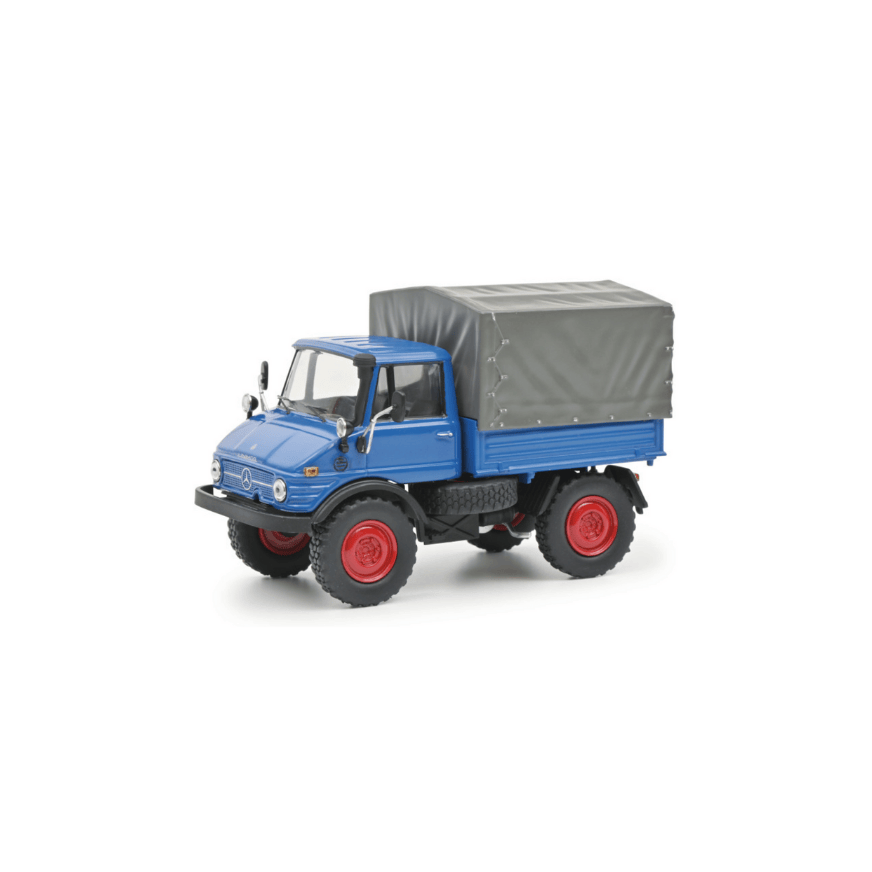 Schuco 450314900 Unimog 406 mit Plane, 1:43 Modellauto