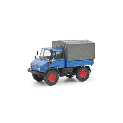 Schuco 450314900 Unimog 406 mit Plane, 1:43 Modellauto