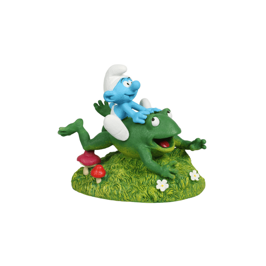 Schlumpf auf Frosch Figur