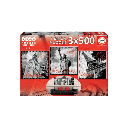 Educa Puzzle 9217096 Big Cities Deco 3 x 500 Teile Puzzle
