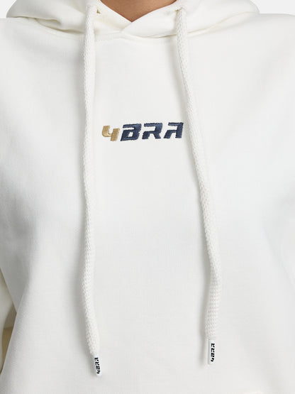 Premium Hoodie Anti pilling weiß ansicht brust mit 4bra logo