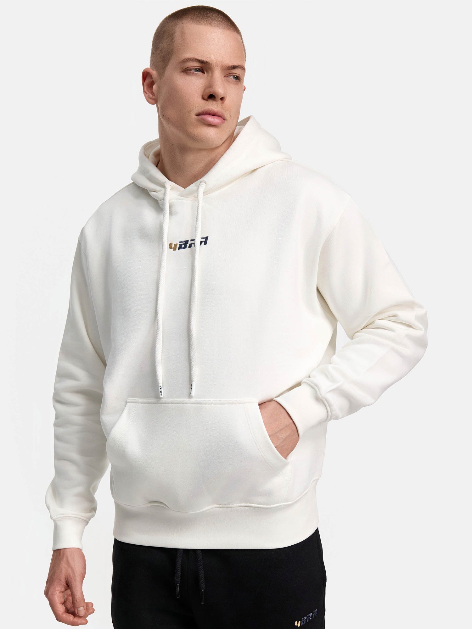 Premium Hoodie Anti pilling weiß halbprofil ansicht