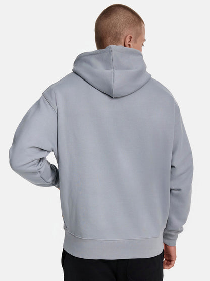 Premium hoodie in grau ansicht rueckseite oberkoerper