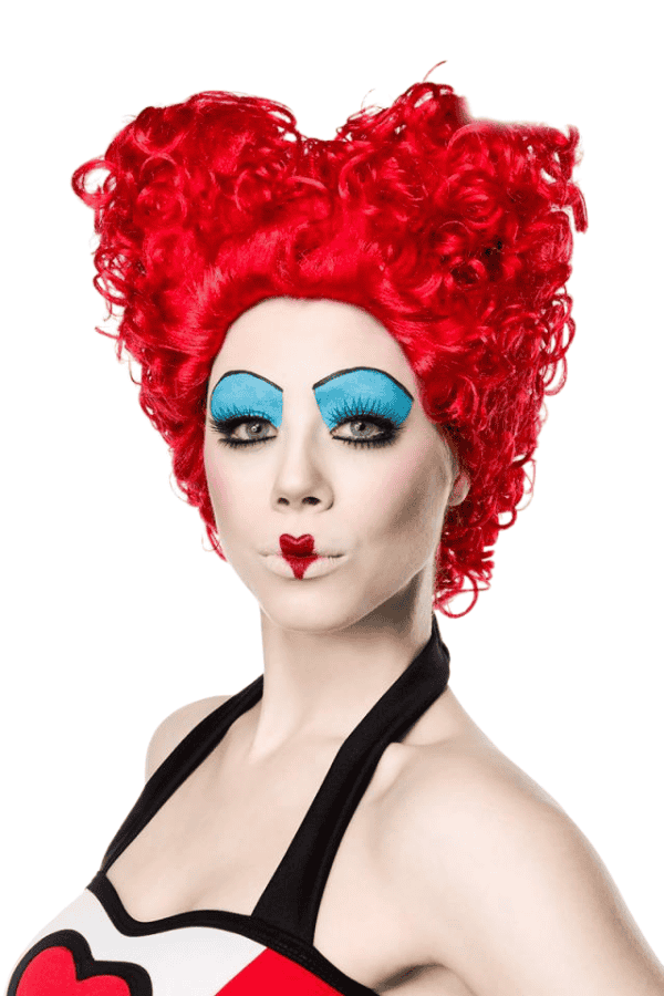 Queen in Red Perücke - Herzform, Locken &amp; Glamour
