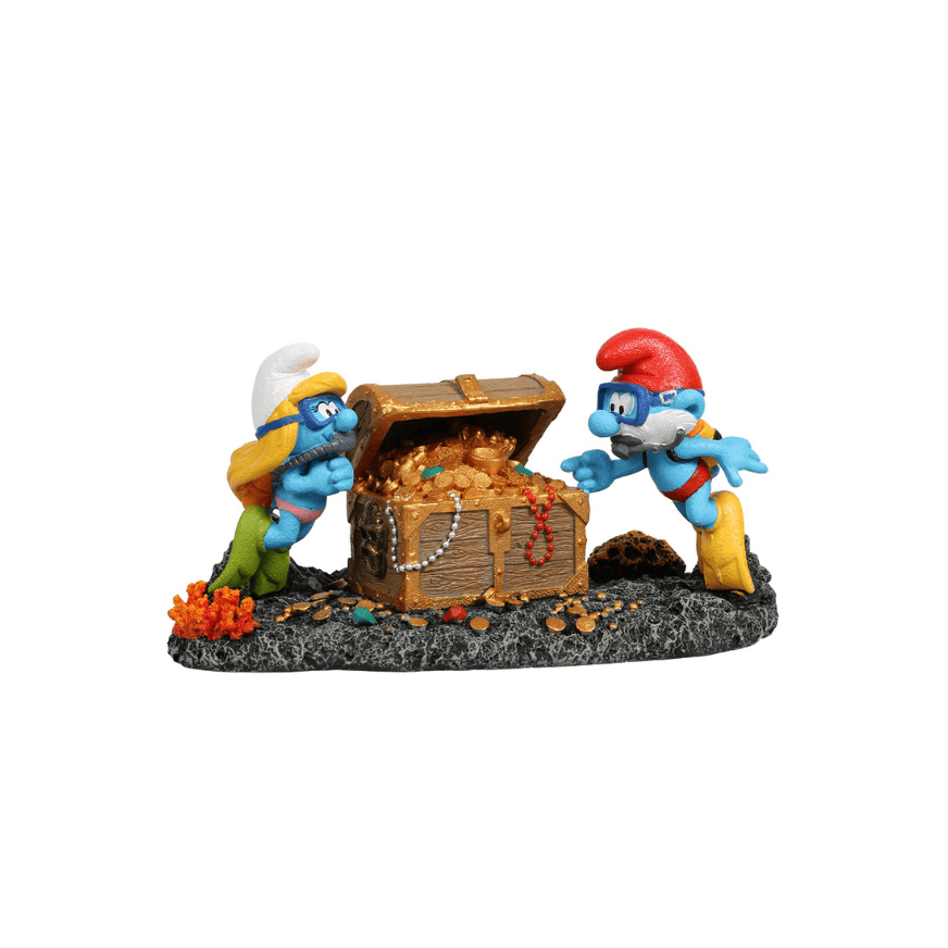 Schlümpfe unter Wasser mit Schatztruhe Figur